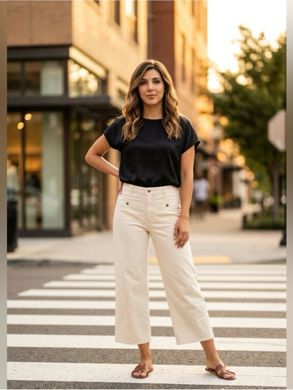Michael Kors Selma Crop Wide Leg Women’s Bone Jeans Size 12 NWT